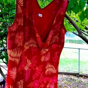 Lapis- red floral patterned vintage dress XL